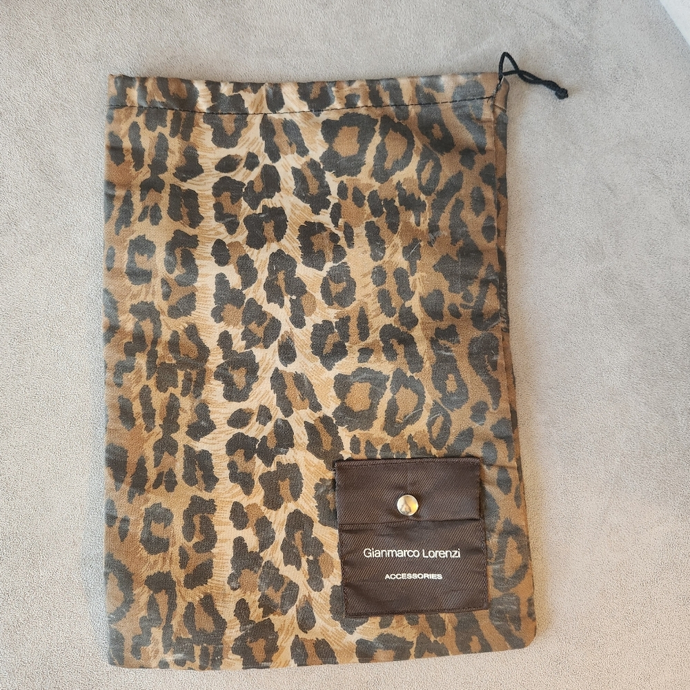 Gianmarco Lorenzi dust bag shoes leopard print pocket luxury travel Made Italy
